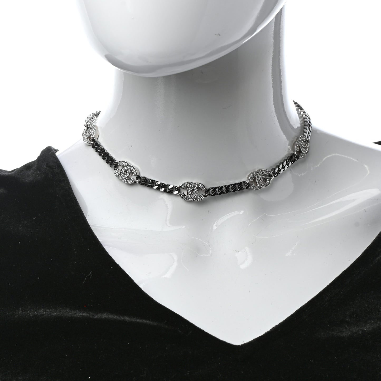 Ruthenium Crystal Chain CC Choker Silver