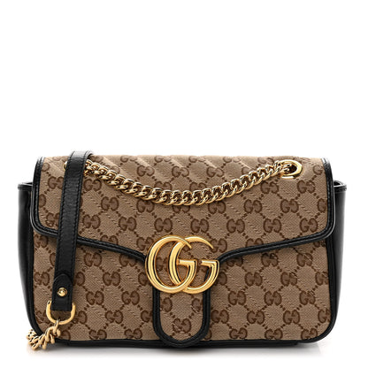 Gucci Monogram Matelasse Diagonal Small GG Marmont Shoulder Bag Beige Black 1 of 10