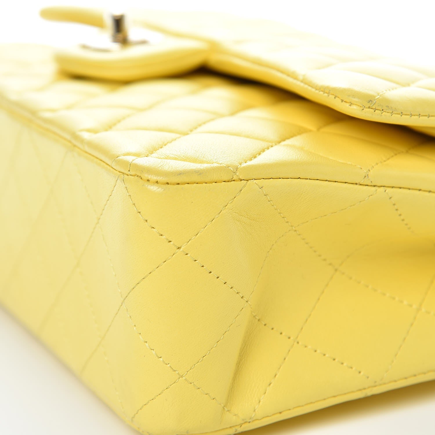 Chanel Lambskin Quilted Medium Double Flap Yellow 9 of 17