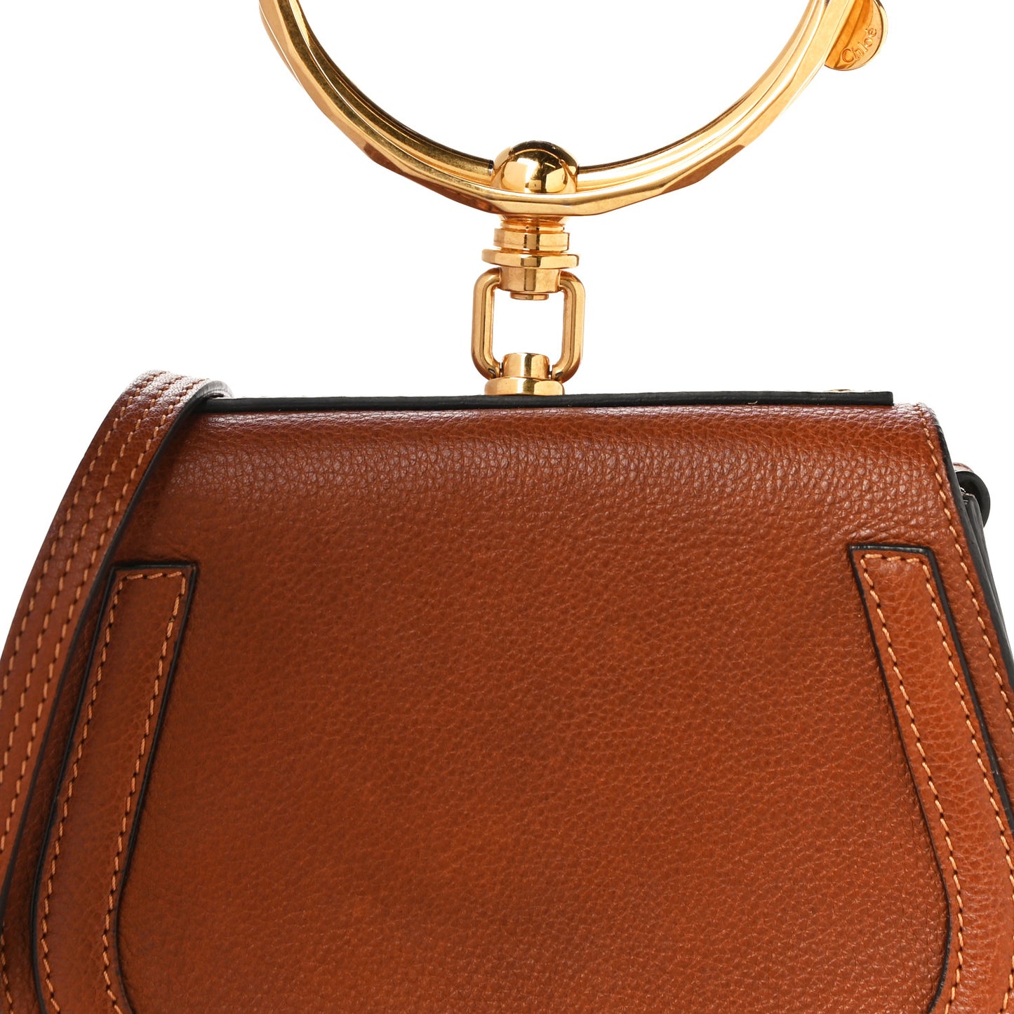 Calfskin Suede Small Nile Bracelet Bag Caramel
