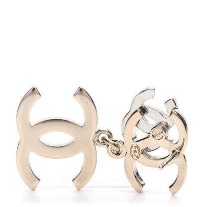 Chanel Crystal Pearl Double CC Drop Earrings Gold Silver 4 of 5