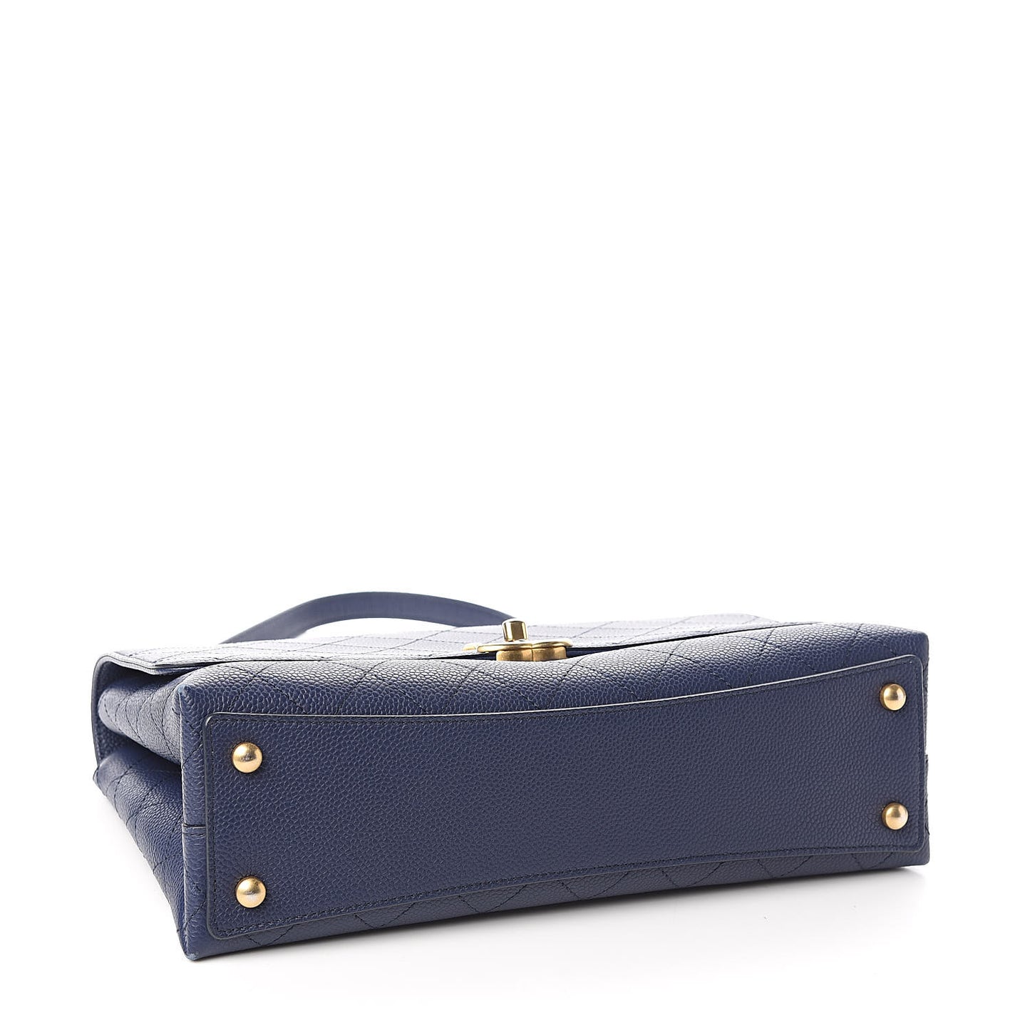 Grained Calfskin Stitched Flap Navy Blue