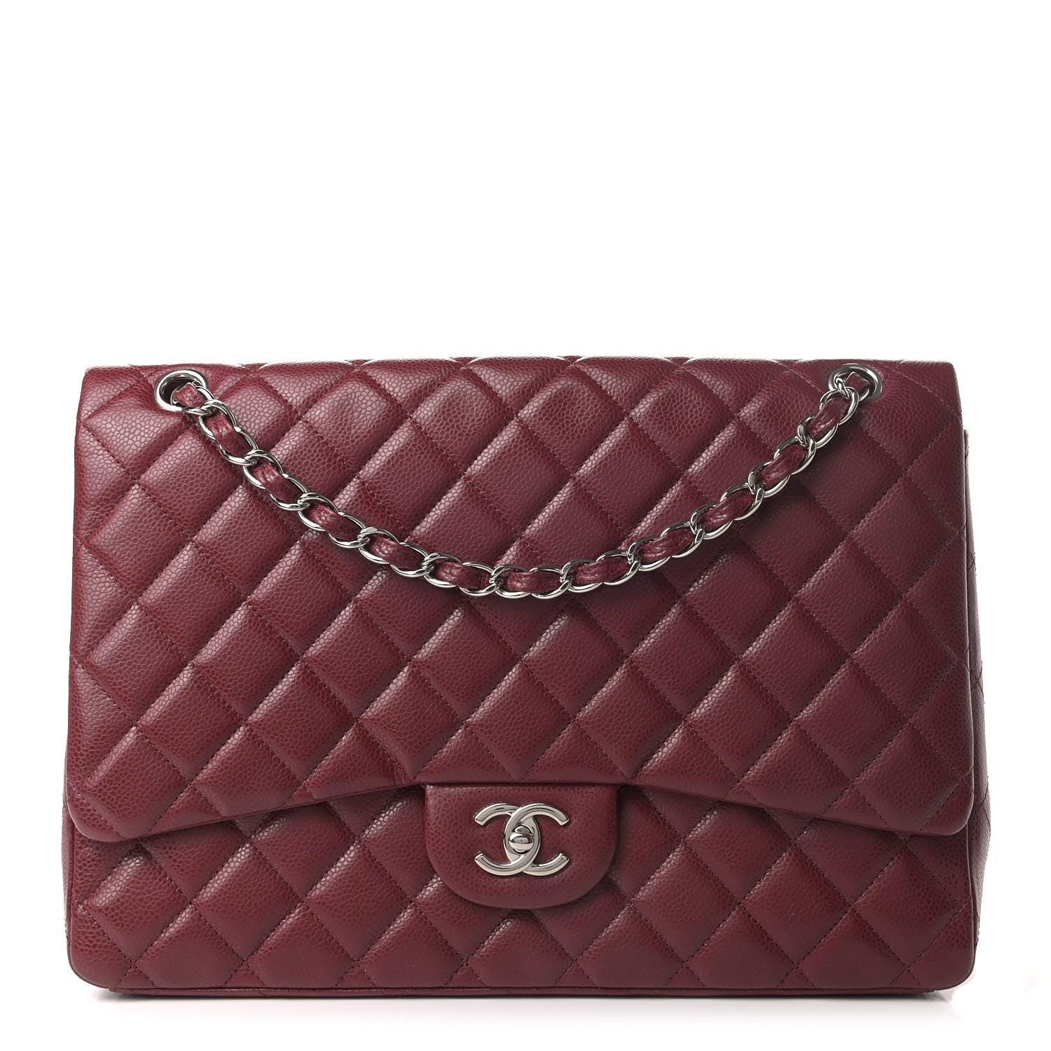Chanel Caviar Quilted Maxi Single Flap Dark Red 1 of 6