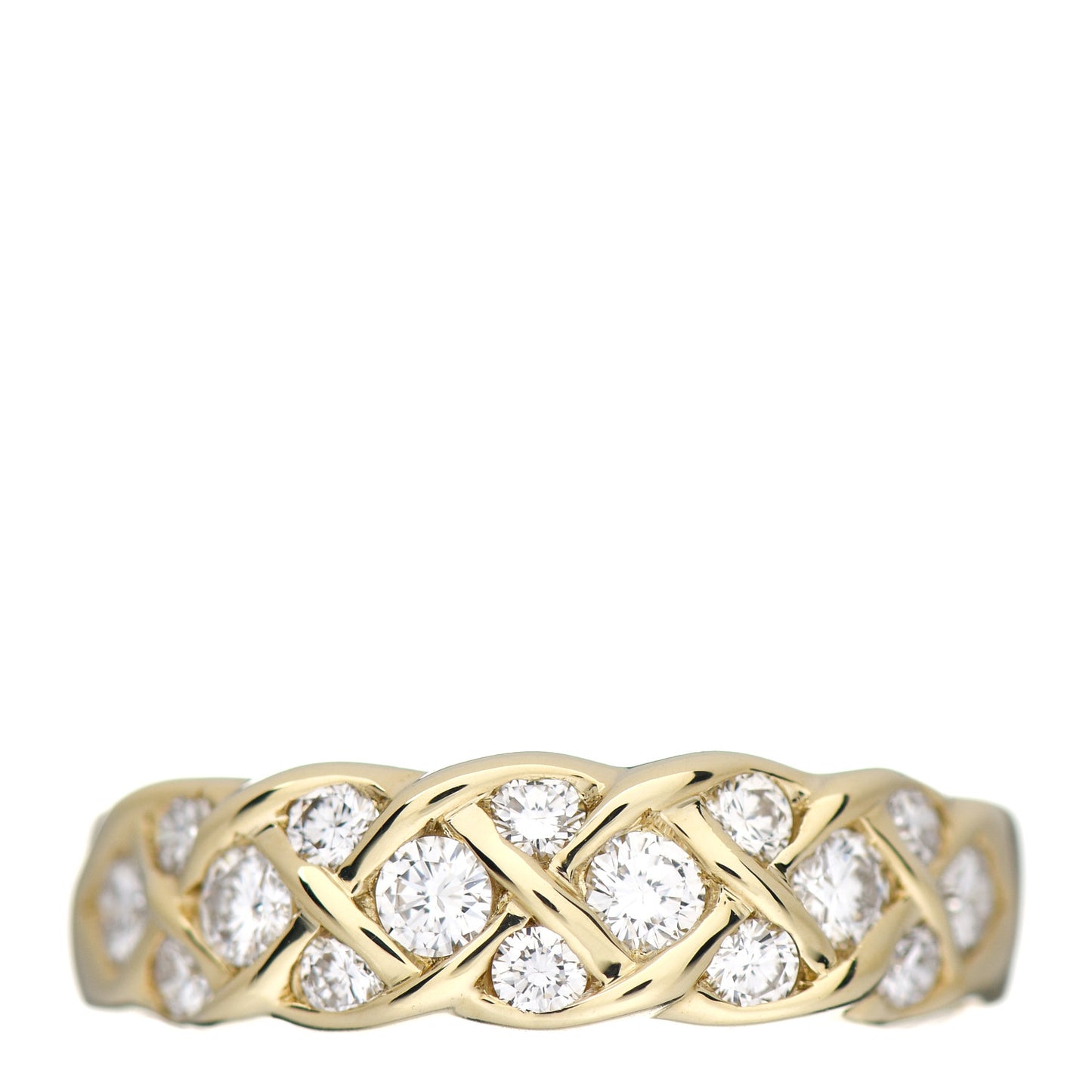 18K Yellow Gold Diamond Woven Band Ring 53 6.5