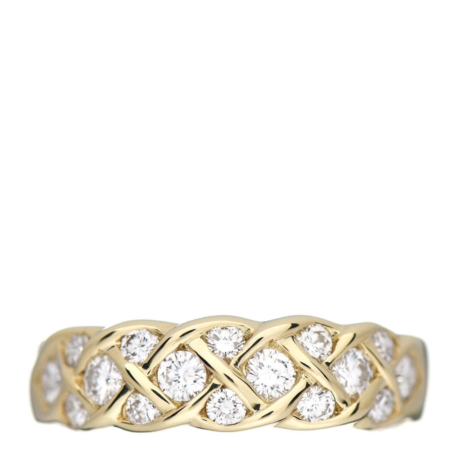 Tiffany 18K Yellow Gold Diamond Woven Band Ring 53 6.5 1 of 6