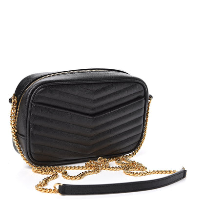 Saint Laurent Grain De Poudre Matelasse Monogram Mini Lou Camera Bag Black 3 of 11