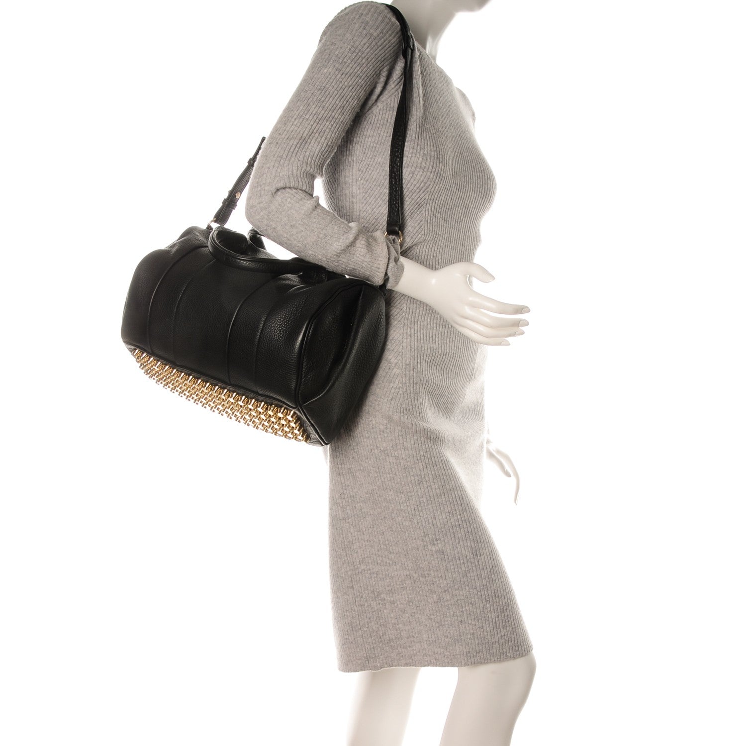 Alexander Wang Pebbled Lambskin Rocco Duffel Black Pale Gold Hardware 2 of 6