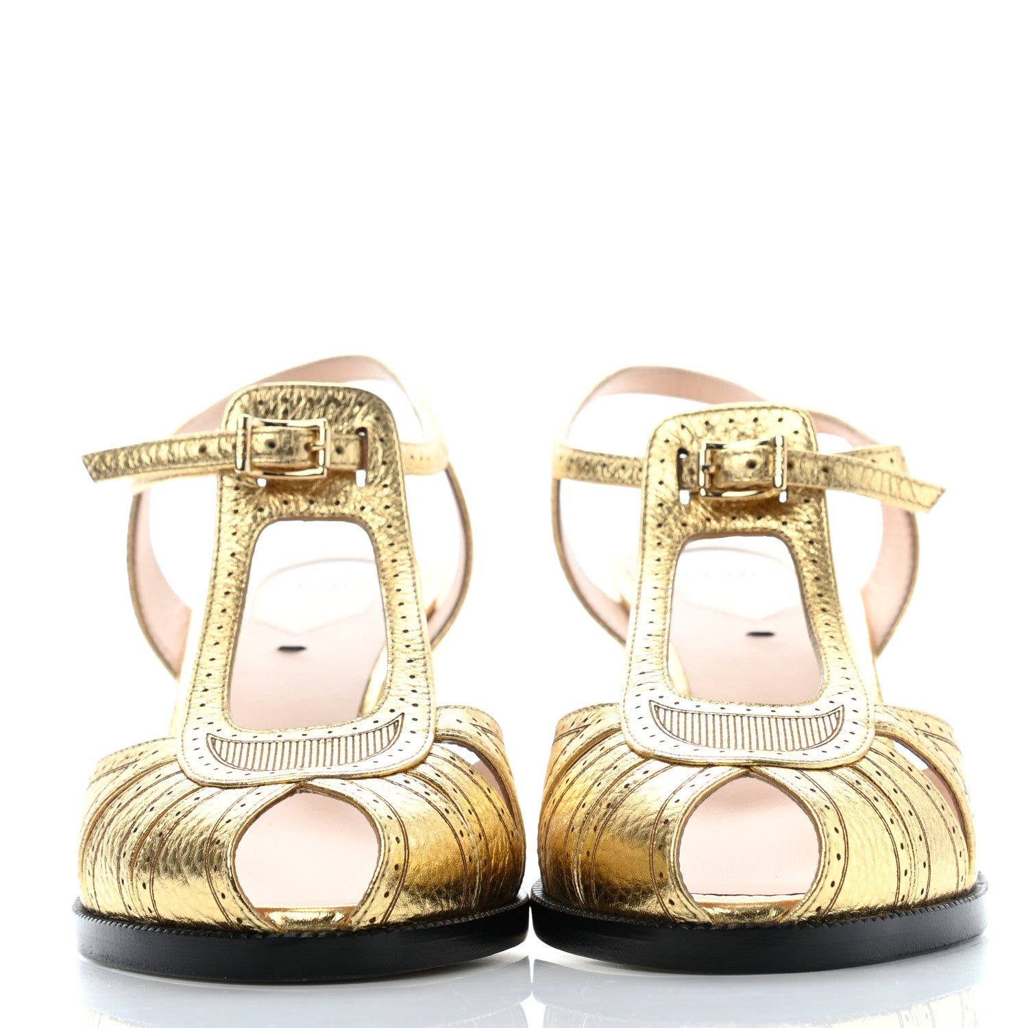 Fendi Metallic Calfskin Chameleon Block Heel Pumps 38 Gold 2 of 11