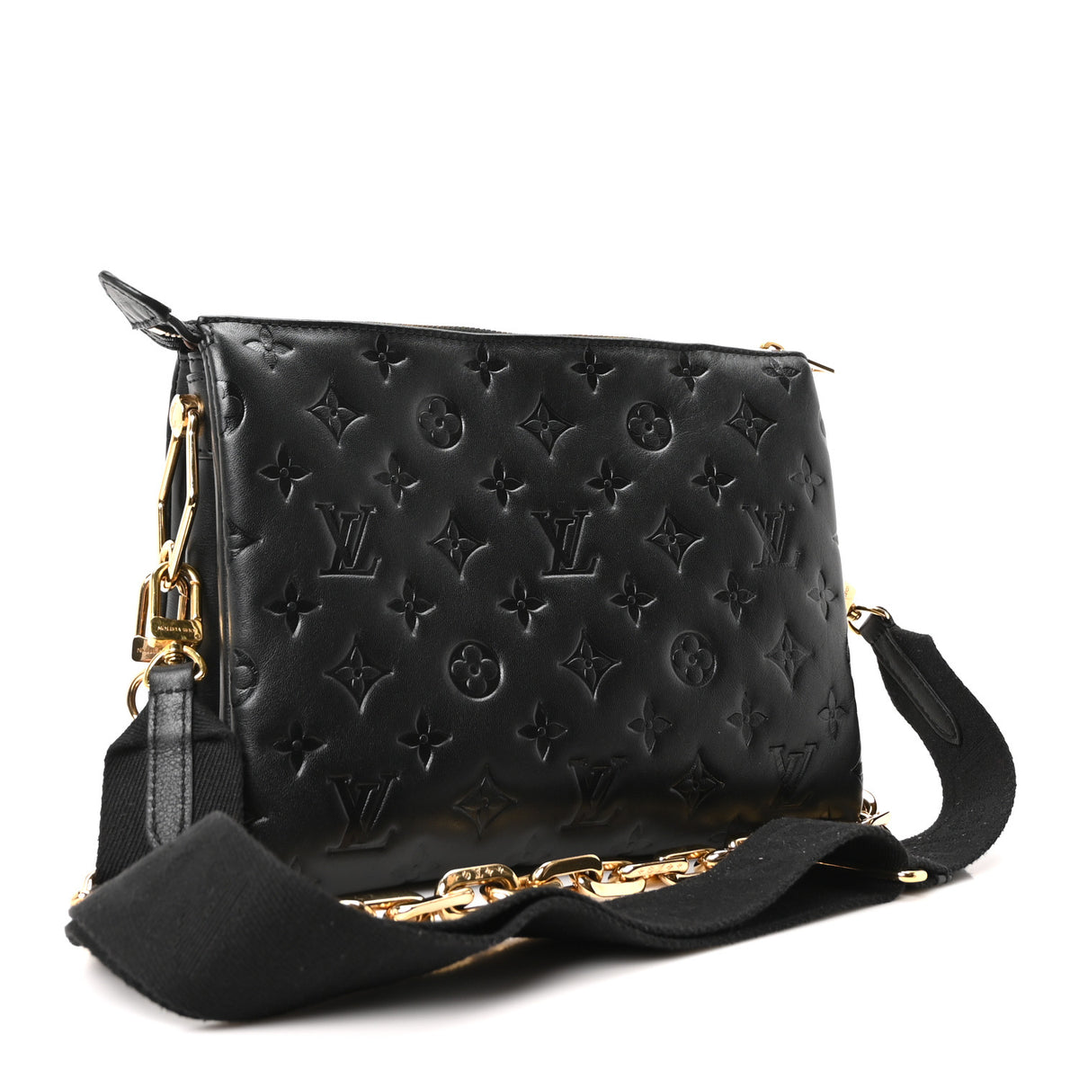 Louis Vuitton Lambskin Embossed Monogram Coussin PM Black 3 of 9