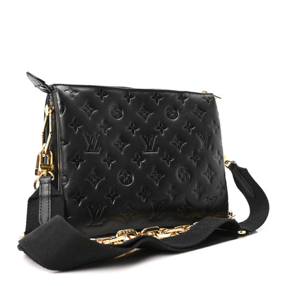 Louis Vuitton Lambskin Embossed Monogram Coussin PM Black 3 of 9