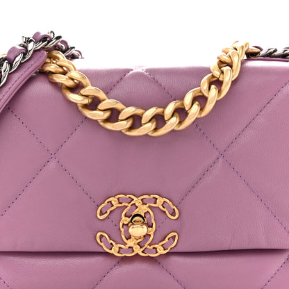 Chanel Goatskin Quilted Medium Chanel 19 Flap Purple 8 of 12
