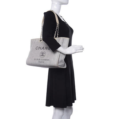 Chanel Woven Straw Raffia Small Deauville Tote White 2 of 13
