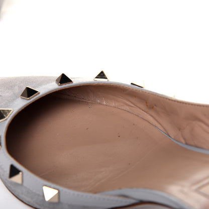 Valentino Garavani Suede Nappa Rockstud Half D'Orsay Slingback 50mm Pumps 37 Pastel Grey 12 of 17