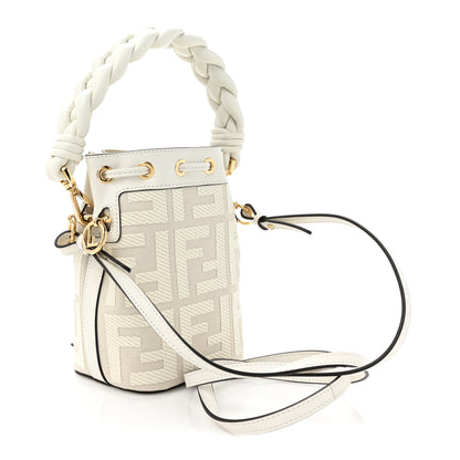 Fendi Canvas Nappa F is Fendi FF Embroidered Mini Mon Tresor Bucket Bag White Ice 3 of 10