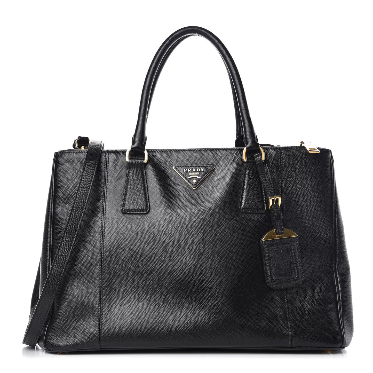 Saffiano Medium Galleria Double Zip Tote Black
