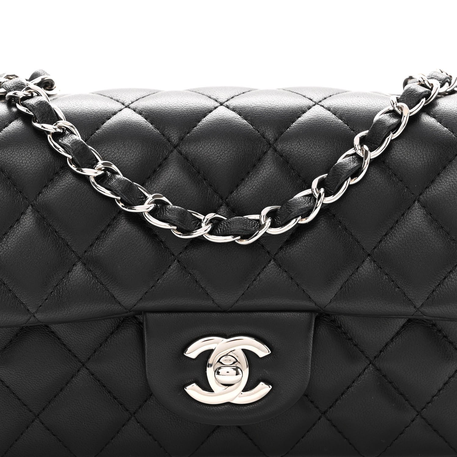 Chanel Lambskin Quilted Mini Rectangular Flap Black 8 of 10