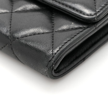 Chanel Lambskin Quilted Large Gusset Flap Wallet Black 13 of 19