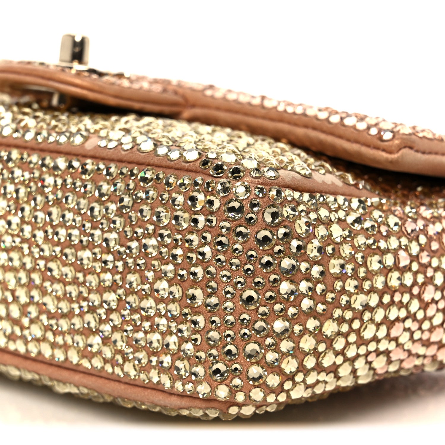 Chanel Suede Calfskin Crystal Mini Flap Pink Golden 11 of 11