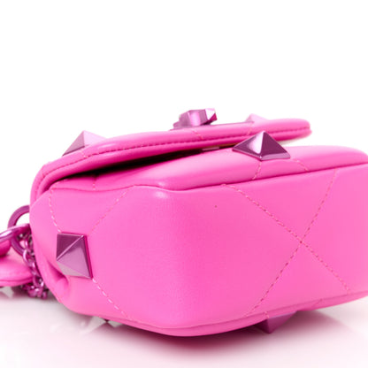 Valentino Garavani Nappa Lacquer Monochrome Mini Roman Stud Shoulder Bag Pink PP 9 of 10