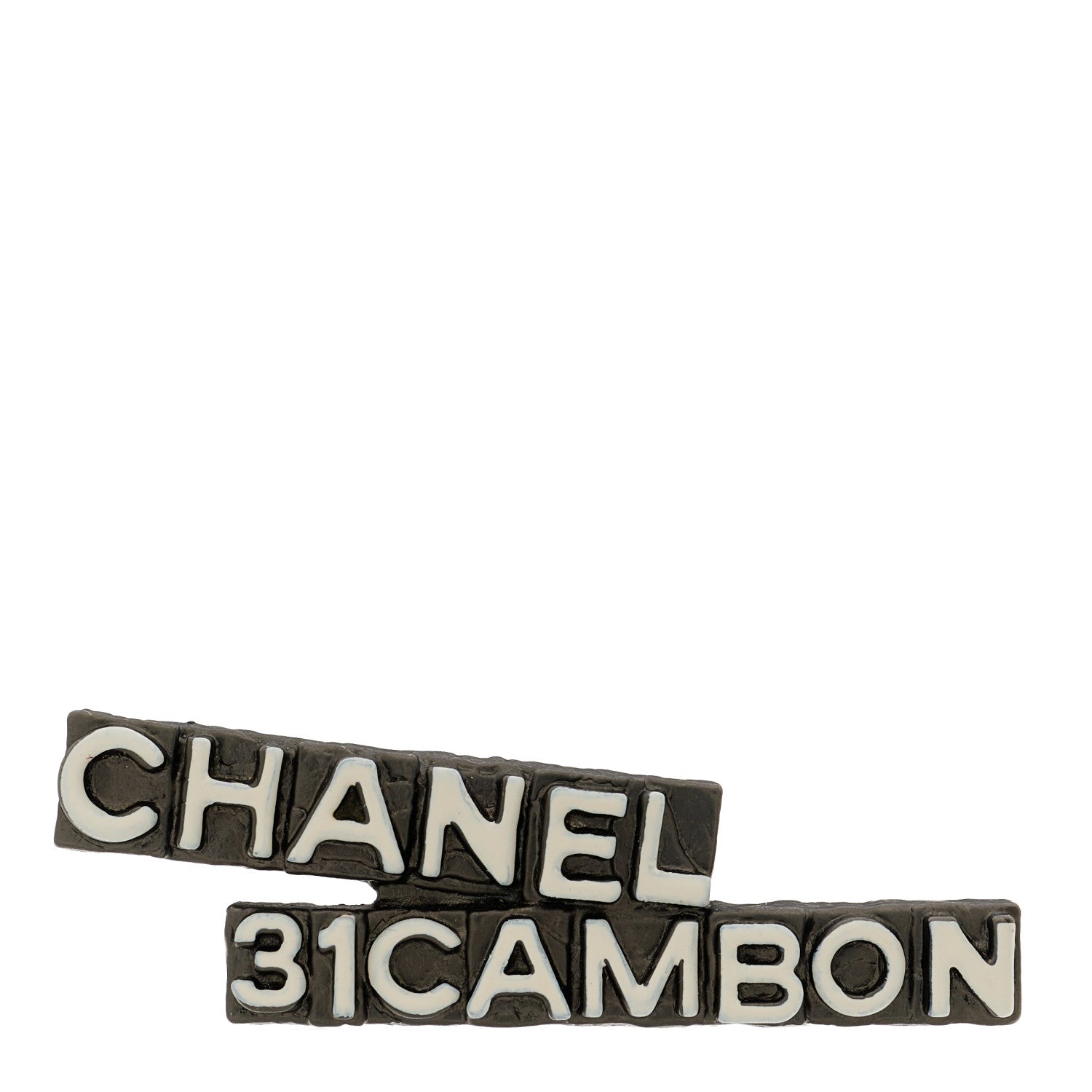 Chanel Metal Resin Enamel Logo Hair Clip Barrette Black White 1 of 4