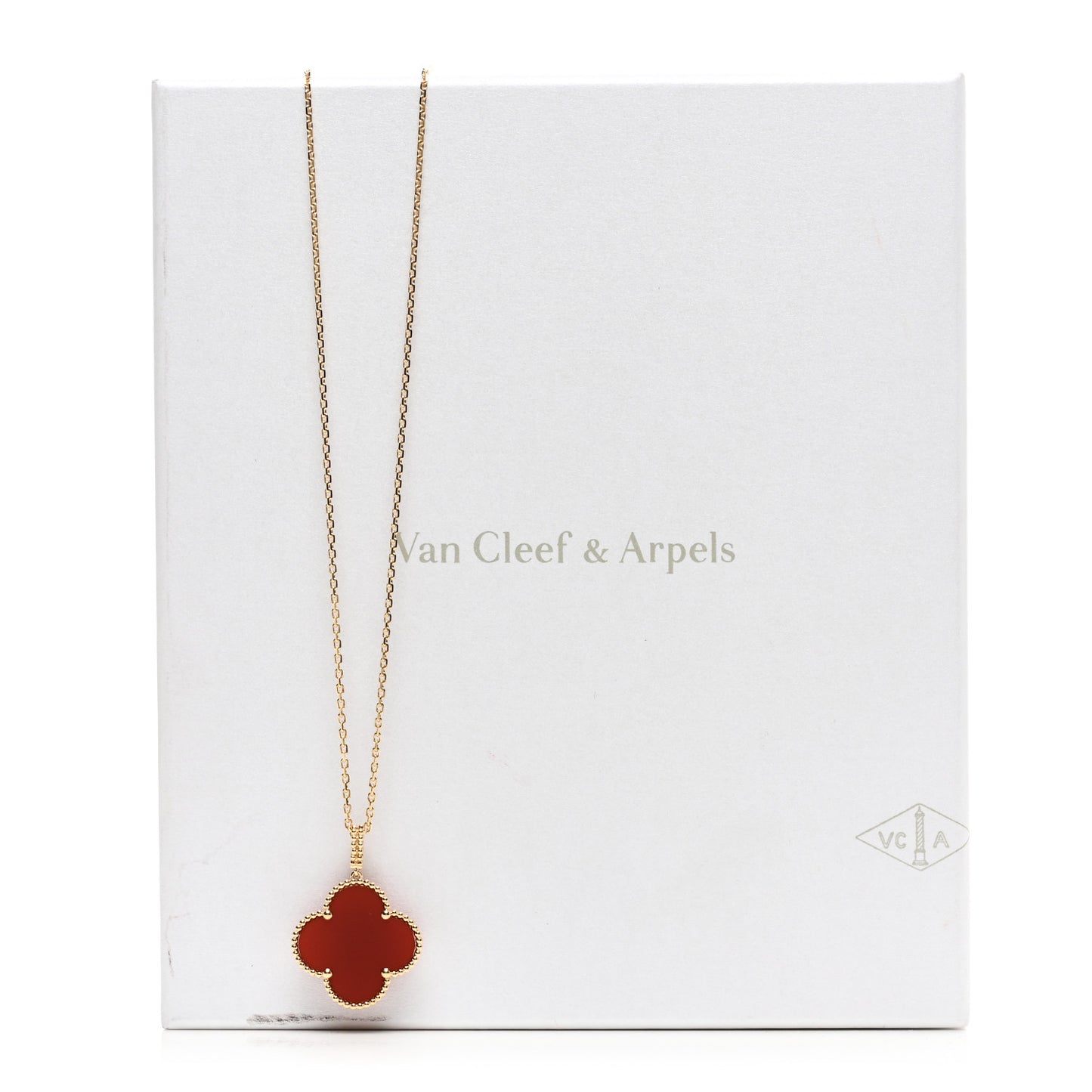 18K Yellow Gold Carnelian Magic Alhambra Long Necklace