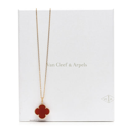Van Cleef & Arpels 18K Yellow Gold Carnelian Magic Alhambra Long Necklace 5 of 5