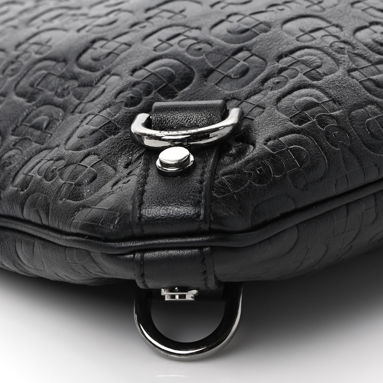 Gucci Calfskin Horsebit Embossed Abbey Messenger Black 8 of 9