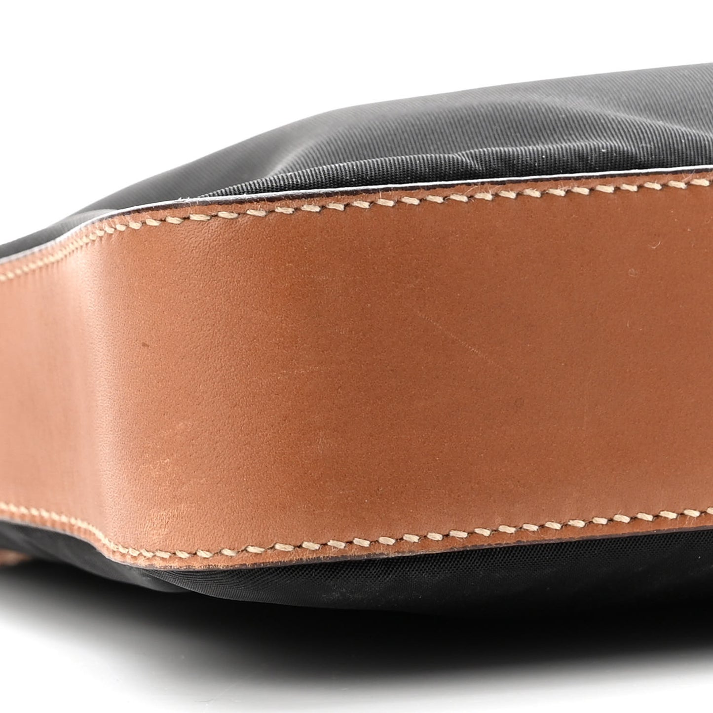 Tessuto Nylon Calfskin Shoulder Bag Black Brown