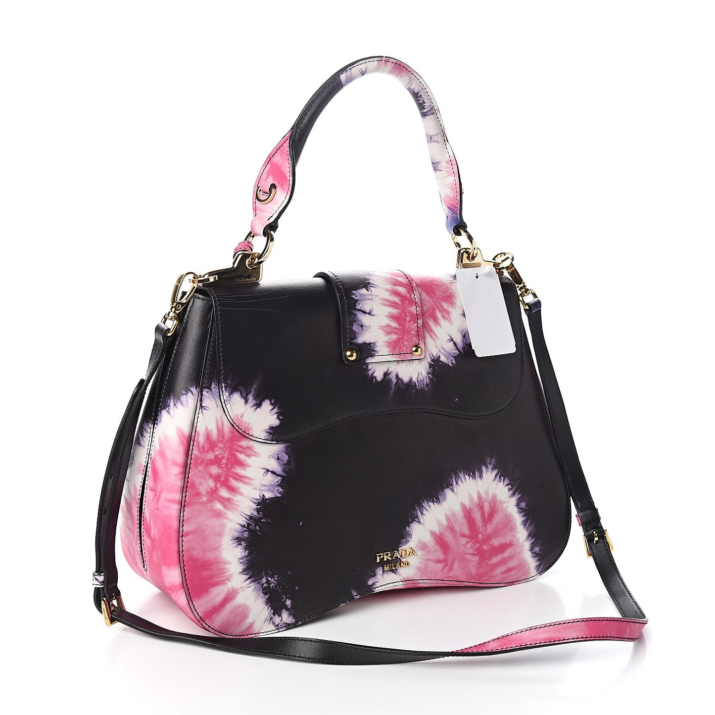 City Calfskin Tie-Dye Print Large Sidonie Top Handle Bag Black