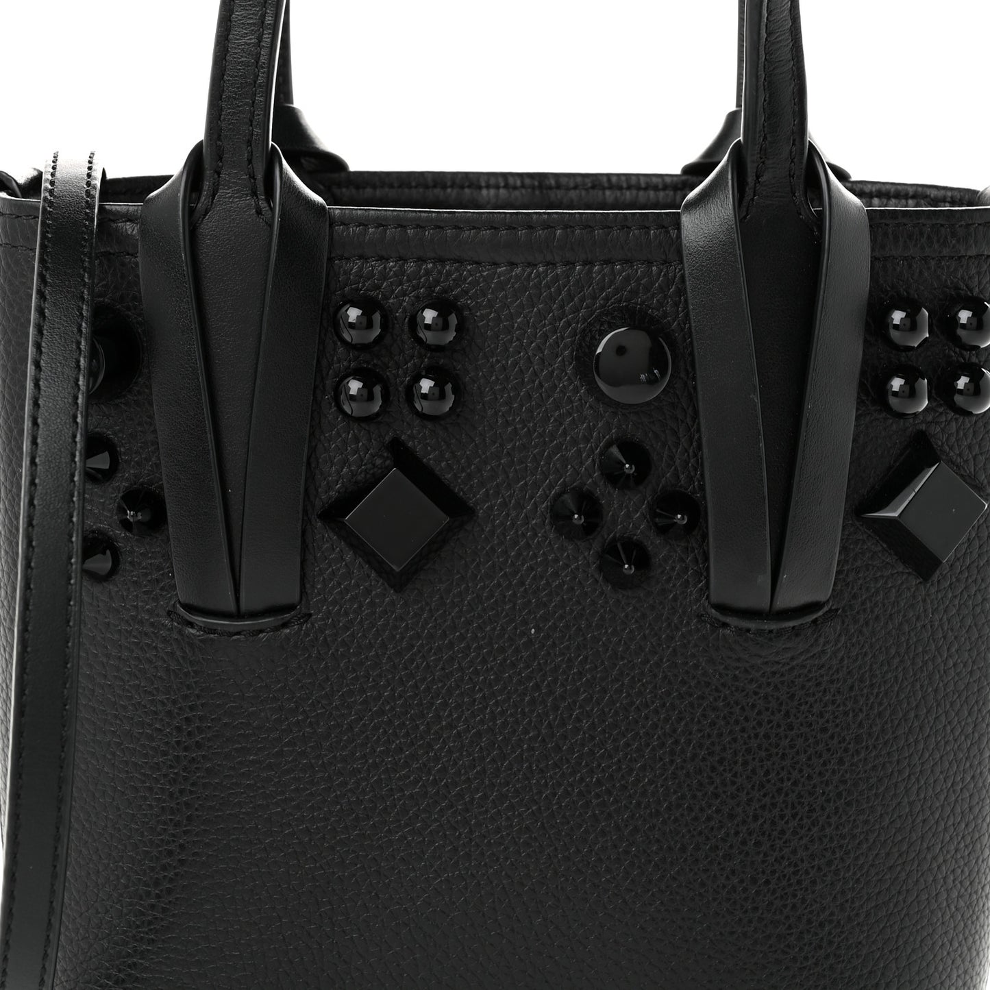 Calfskin Empire Spike Monochrome Studded Mini North South Cabata Tote Black