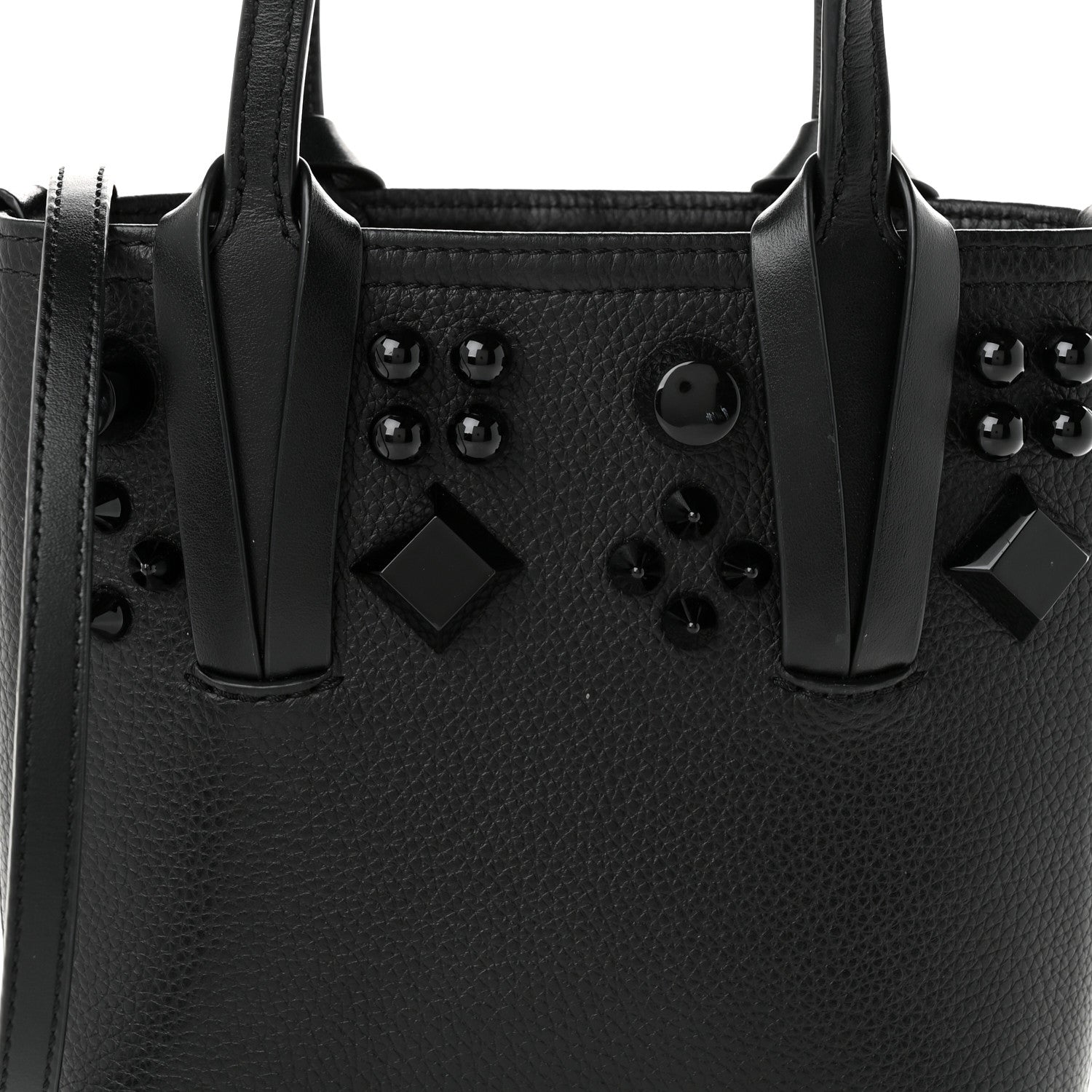 Christian Louboutin Calfskin Empire Spike Monochrome Studded Mini North South Cabata Tote Black 8 of 11