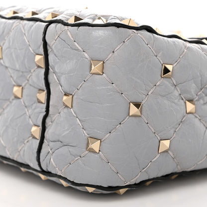 Valentino Garavani Craquele Nappa Medium Rockstud Spike Shoulder Bag Pastel Grey 10 of 10