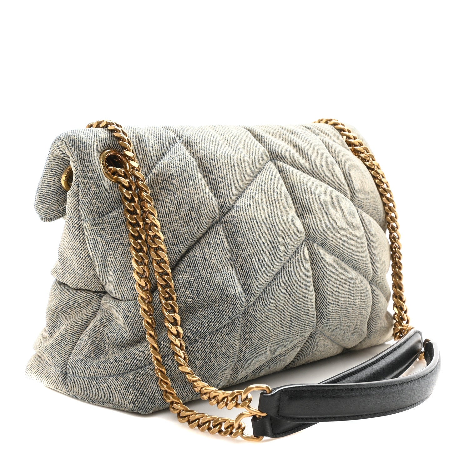 Saint Laurent Denim Quilted Small Loulou Puffer Monogram Chain Satchel Azur 3 of 9
