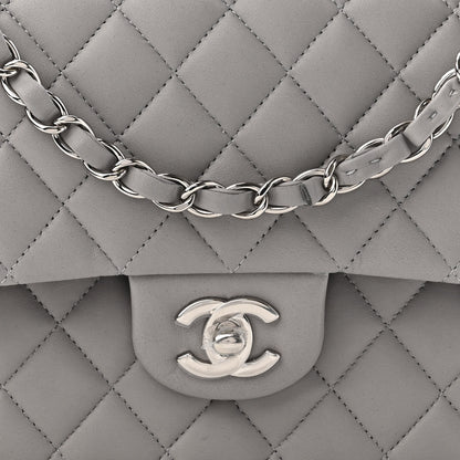 Chanel Lambskin Quilted Medium Double Flap Grey 8 of 11