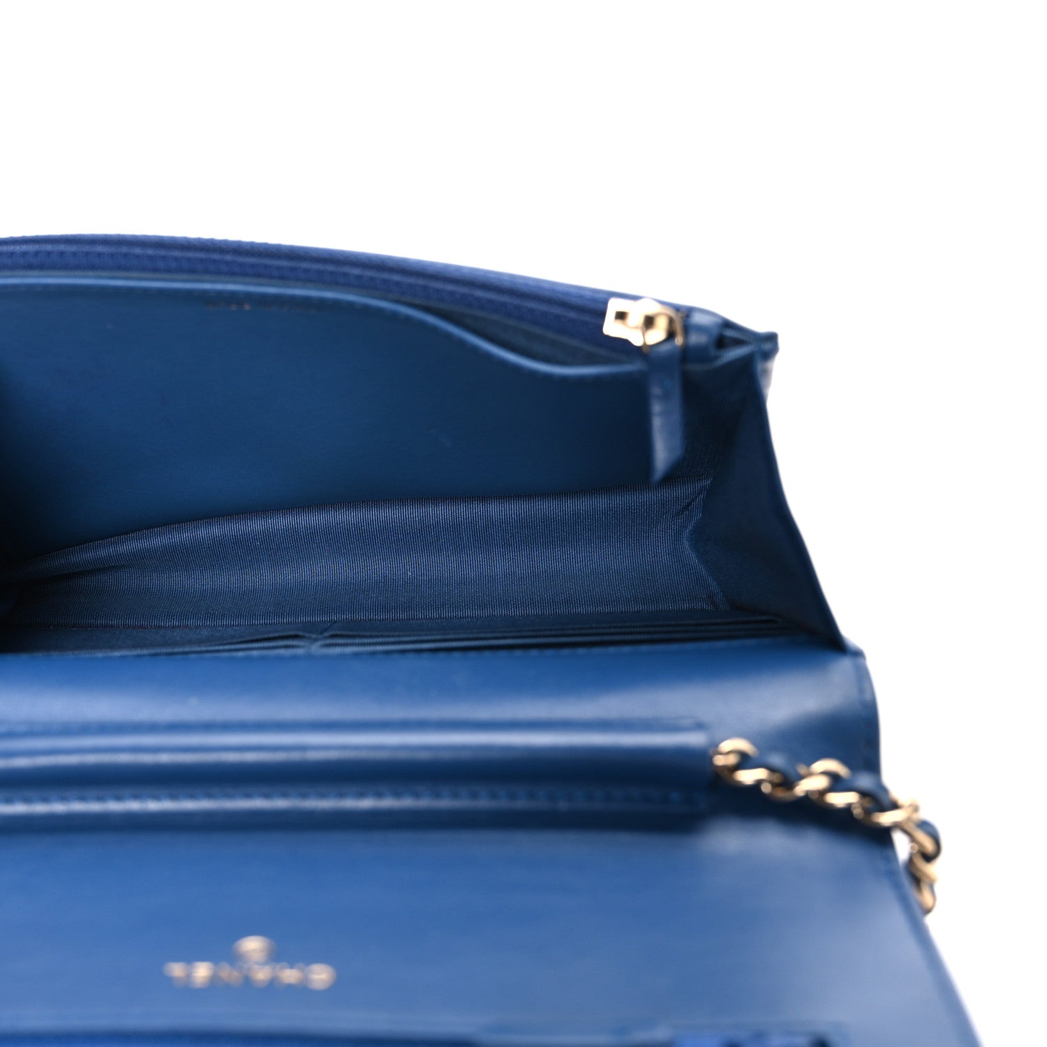 Chanel Caviar Quilted CC Filigree Wallet On Chain WOC Blue 5 of 11