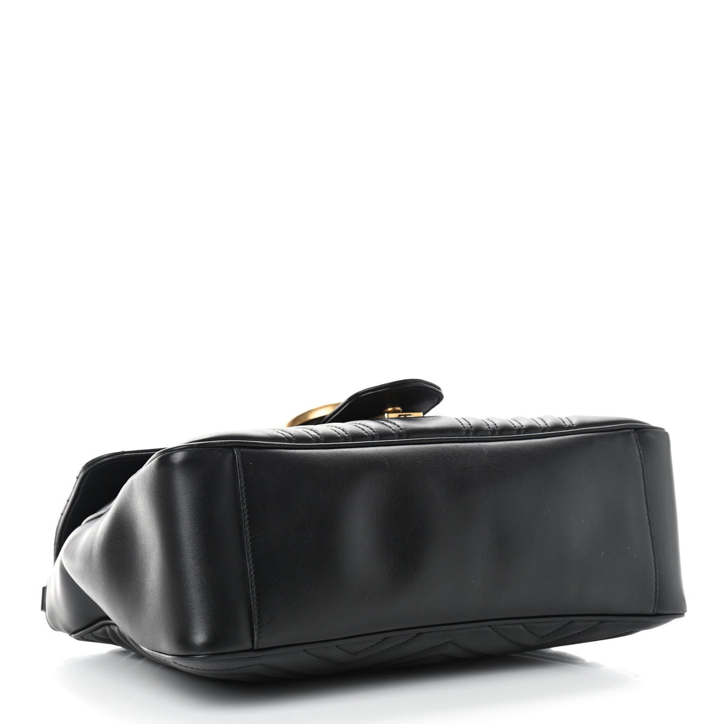 Calfskin Matelasse Medium GG Marmont Top Handle Shoulder Bag Black