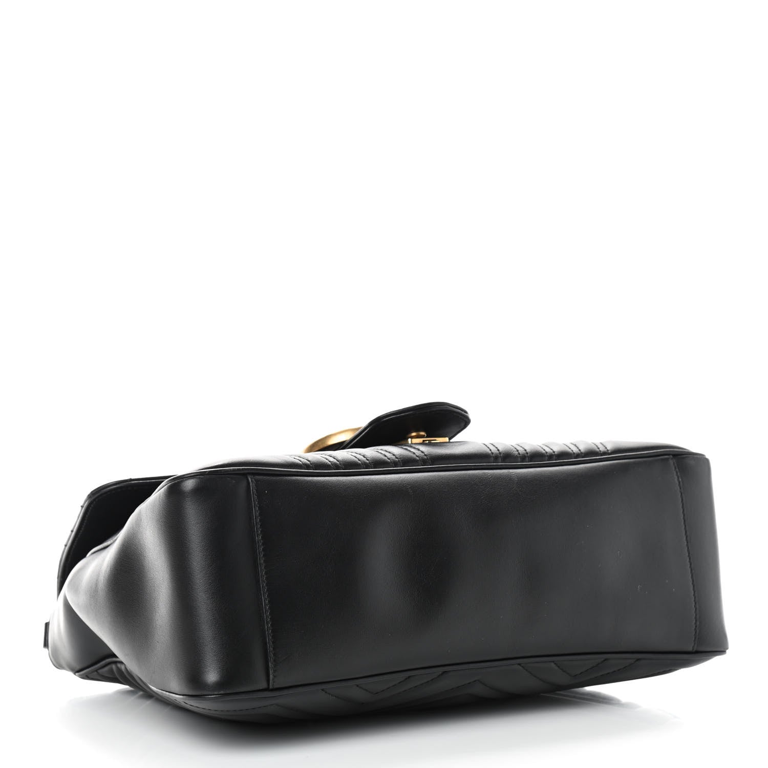 Gucci Calfskin Matelasse Medium GG Marmont Top Handle Shoulder Bag Black 4 of 11