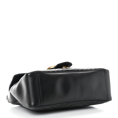 Gucci Calfskin Matelasse Medium GG Marmont Top Handle Shoulder Bag Black 4 of 11