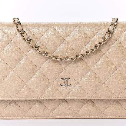 Chanel Iridescent Caviar Quilted Wallet On Chain WOC Beige 11 of 12
