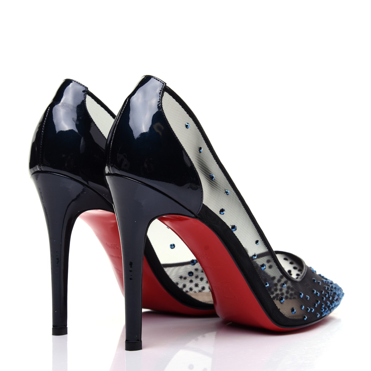 Christian Louboutin Rete Specchio Crystal Strass Follies 100 Pumps 39.5 Blue 3 of 11