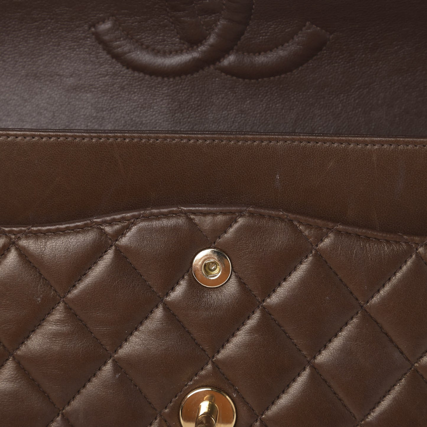 Lambskin Quilted Medium Double Flap Dark Brown