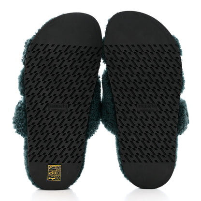 Hermes Woolskin Womens Chypre Sandals 36.5 Vert Anglais 5 of 10