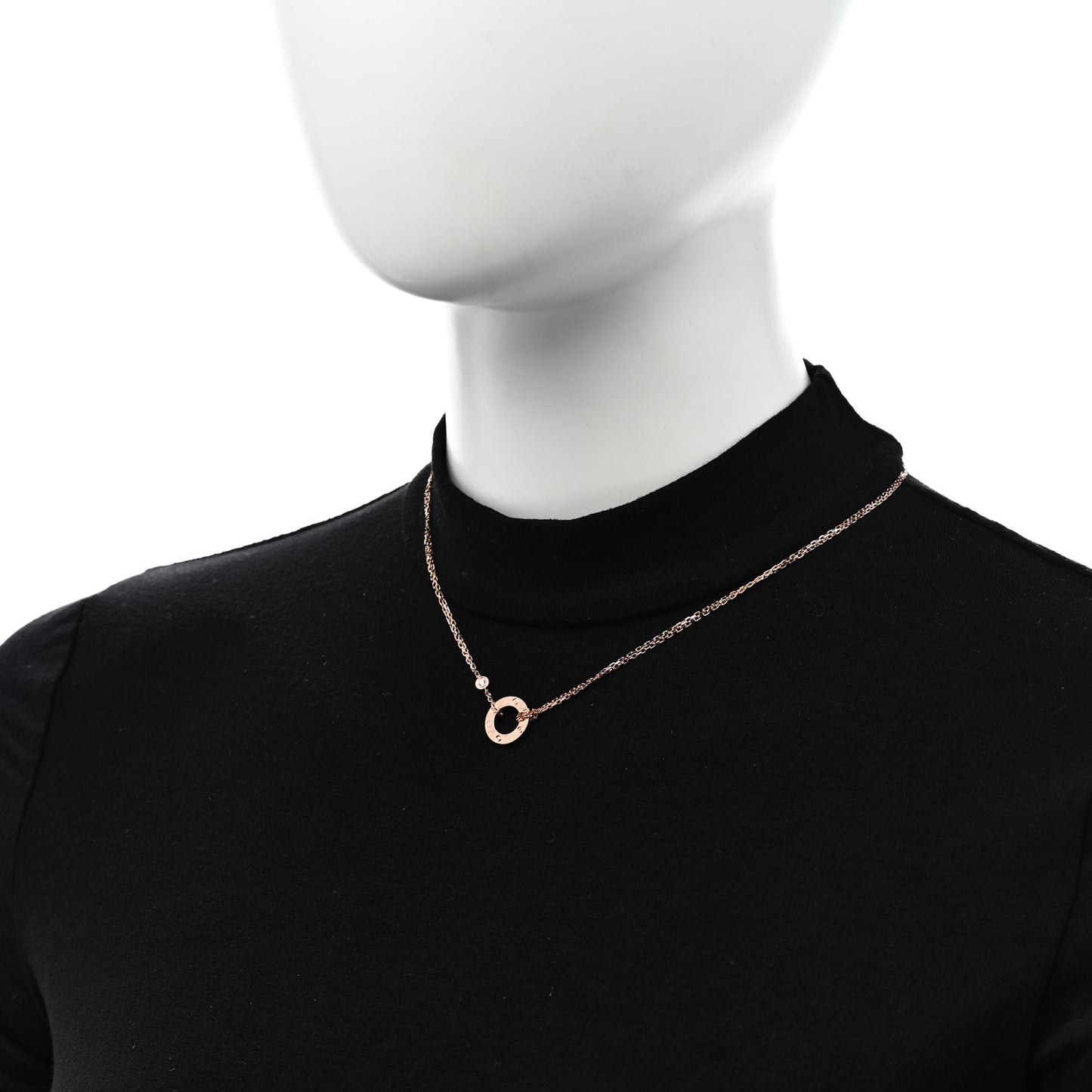 18K Pink Gold 2 Diamond LOVE Necklace