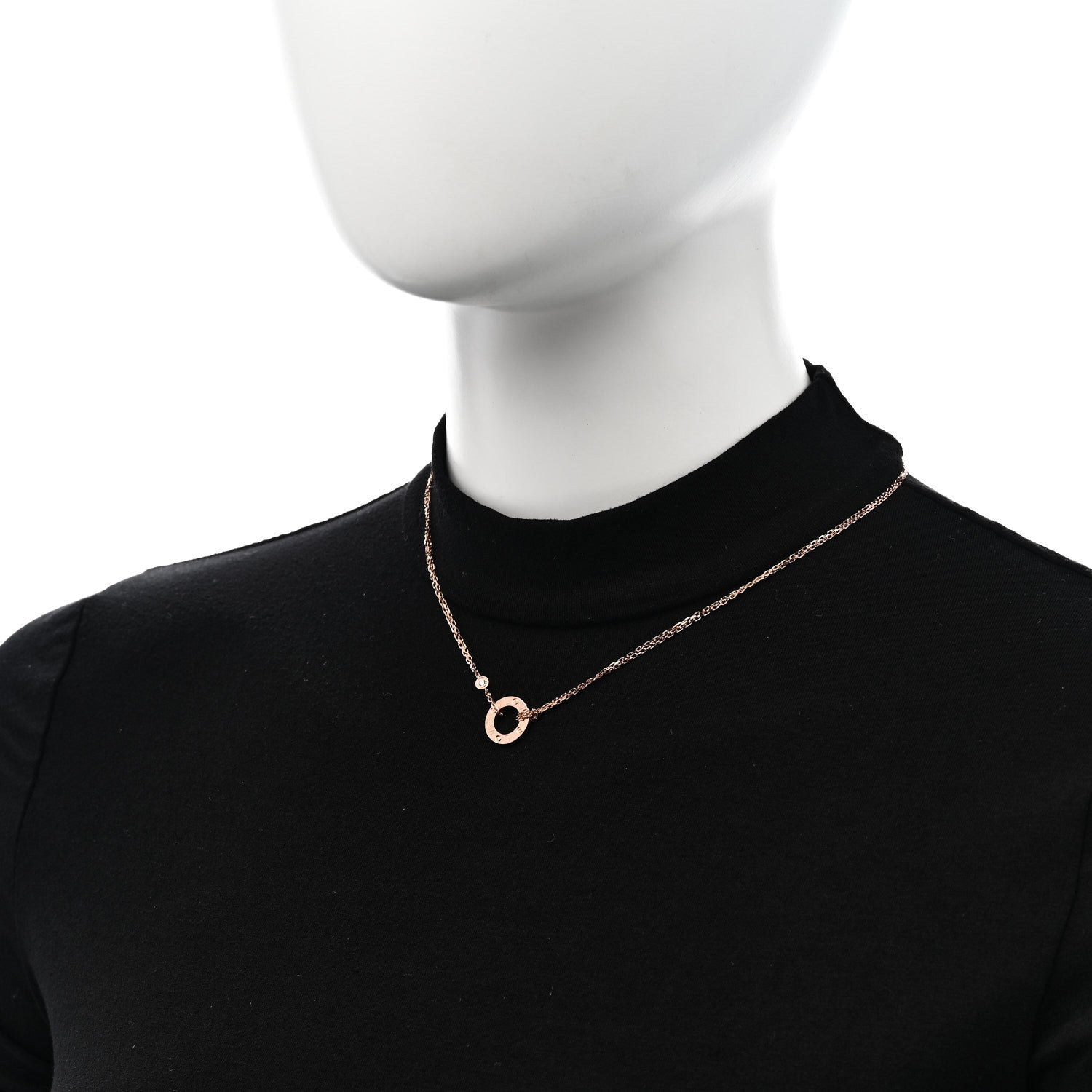 Cartier 18K Pink Gold 2 Diamond LOVE Necklace 2 of 5