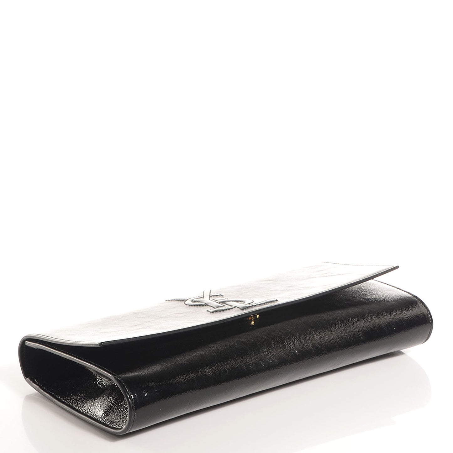 Textured Patent Monogram Large Belle De Jour Clutch Black