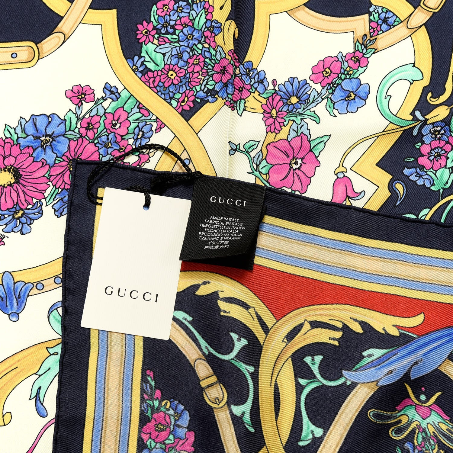 Gucci Silk Mirror Heritage Square Scarf Midnight Blue 3 of 4