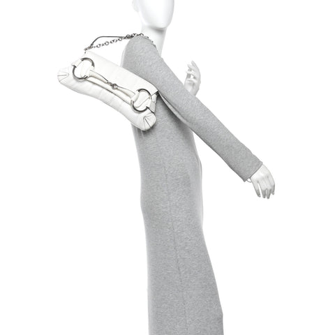 Nappa Vertical Matelasse Medium Maxi Horsebit Chain Shoulder Bag Mystic White
