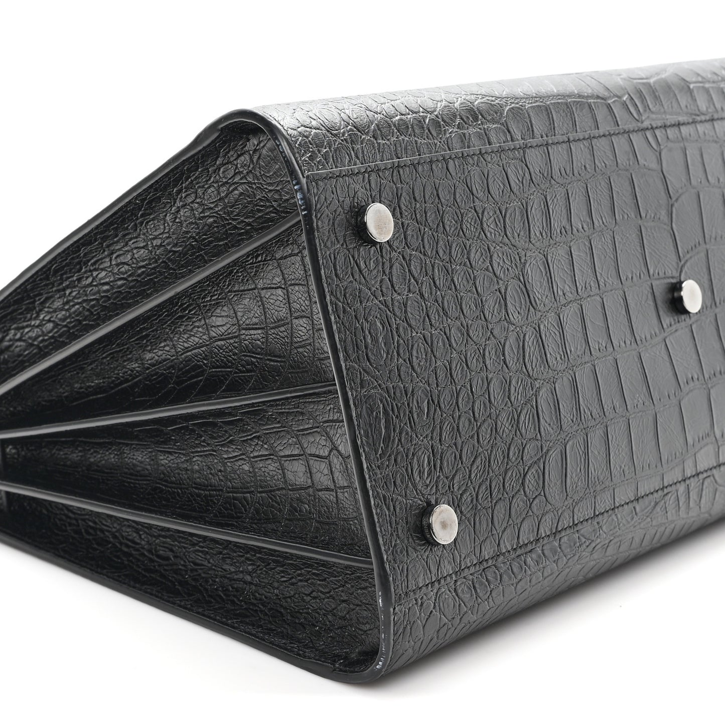 Calfskin Crocodile Embossed Large Sac De Jour Carryall Black