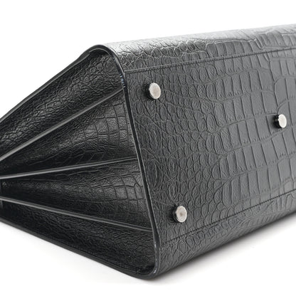 Saint Laurent Calfskin Crocodile Embossed Large Sac De Jour Carryall Black 9 of 12
