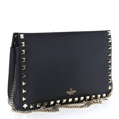 Valentino Garavani Vitello Rockstud Chain Clutch Black 2 of 5